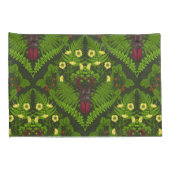 クワガタとシダ、緑葉の花 枕カバー (裏面-右)