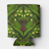 クワガタとシダ、緑葉の花 缶クーラー (裏面)