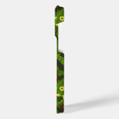 クワガタとシダ、緑葉の花 iPhoneケース (左側面)