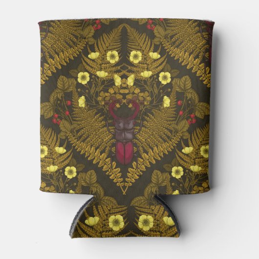 クワガタとシダ 缶クーラー (正面)