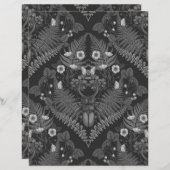 クワガタとシダ、黒と白 (正面/裏面)