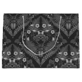 クワガタとシダ、黒と白 ラージペーパーバッグ (正面)