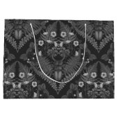 クワガタとシダ、黒と白 ラージペーパーバッグ (裏面)