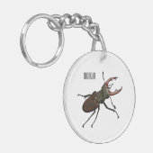クワガタの漫画イラストレーション キーホルダー (正面左)