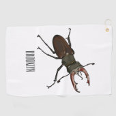 クワガタの漫画イラストレーション ゴルフタオル (横)