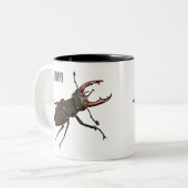 クワガタの漫画イラストレーション ツートーンマグカップ (正面左)