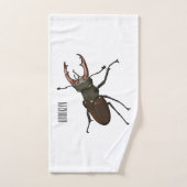 クワガタの漫画イラストレーション バスタオルセット (ハンドタオル)
