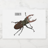 クワガタの漫画イラストレーション フードラベル (シングルラベル)