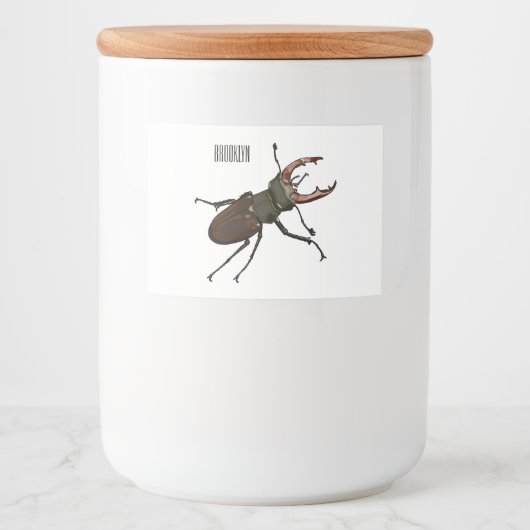 クワガタの漫画イラストレーション フードラベル (正面)