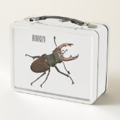 クワガタの漫画イラストレーション メタルランチボックス (裏面)