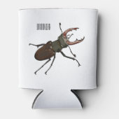 クワガタの漫画イラストレーション 缶クーラー (正面)