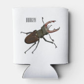 クワガタの漫画イラストレーション 缶クーラー (裏面)