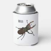 クワガタの漫画イラストレーション 缶クーラー (缶裏面)