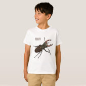 クワガタの漫画イラストレーション Tシャツ (正面フル)