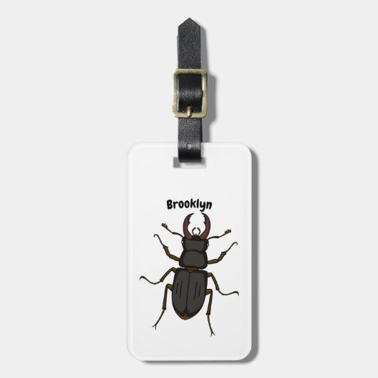 クワガタ虫イラストレーション ラゲッジタグ (正面縦)