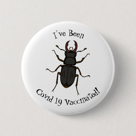 クワガタ虫イラストレーション 缶バッジ (正面)