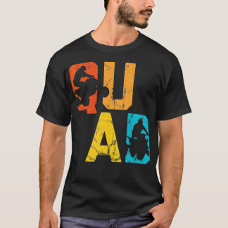 クワッドおもしろいレトロクワッド乗用四輪車ATV Tシャツ