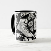 クワッドスケートバラ白黒デザイン マグカップ (正面左)