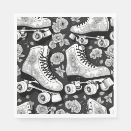 クワッドスケート、バラ、白黒デザイン。 スタンダードランチョンナプキン