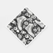 クワッドスケート、バラ、白黒デザイン。 スタンダードランチョンナプキン (角)