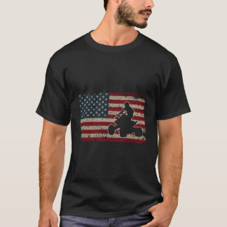 クワッドバイクもしくは自転車に乗る人アメリカ国旗のギフトI Atv四輪車ク Tシャツ