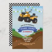 クワッドバイク誕生日招待状ライディングマッドおもしろいトラック 招待状 (正面/裏面)