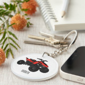 クワッドバイクatv漫画イラストレーション キーホルダー (正面右)