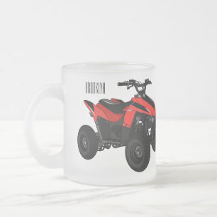 クワッドバイクatv漫画イラストレーション フロストグラスマグカップ