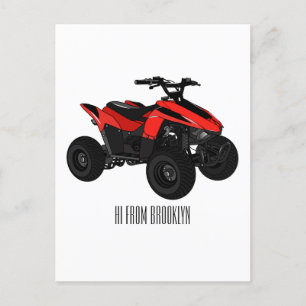 クワッドバイクatv漫画イラストレーション ポストカード