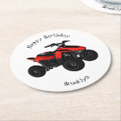 クワッドバイクatv漫画イラストレーション ラウンドペーパーコースター (アングル)