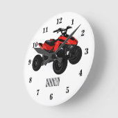 クワッドバイクatv漫画イラストレーション ラウンド壁時計 (傾斜)