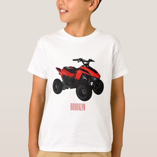 クワッドバイクatv漫画イラストレーション tシャツ (正面)