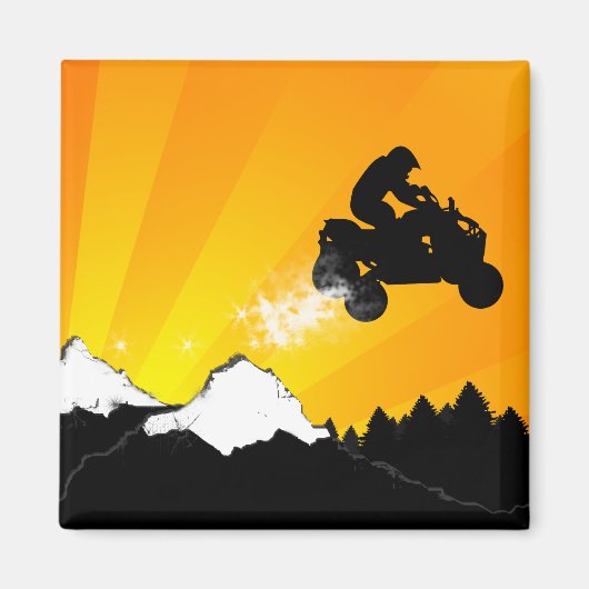 クワッド。オレンジサンセット。 マグネット (正面)