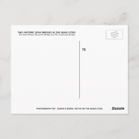 クワッド・シティのはがきの歴史的な橋 ポストカード (裏面)