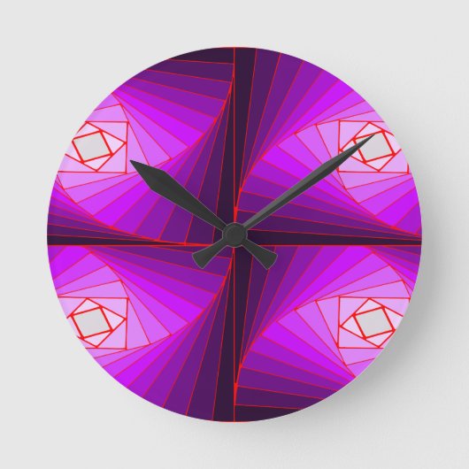 クワッド・スパイラル・パープル ラウンド壁時計 (正面)