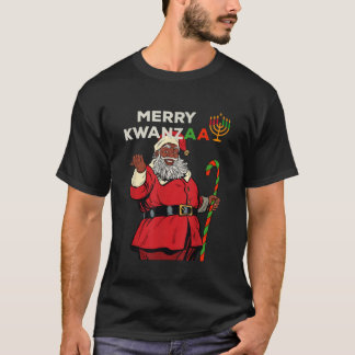 クワメリーンツァーサンタブラッククリスマスアフリカンアメリカ Tシャツ