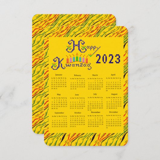 クワンザァおめでとう 手帳カレンダー 招待状 (正面/裏面)