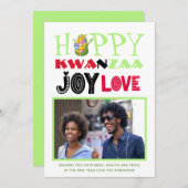 クワンザァの幸せな写真グリーティングカード 愛 喜び 平和 シーズンカード (正面/裏面)