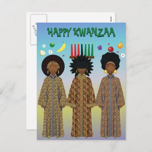 クワンザアを祝うアフリカ系アメリカ人合唱団 シーズンポストカード (正面/裏面)
