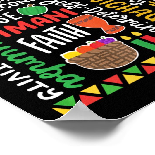 クワンザアフリアンアメリカン・キナーラ7プリンシプルセレブ ポスター (角)