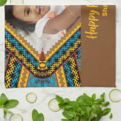 クワンザカスタムア明るい色のダイヤモンドパター キッチンタオル (折り畳み)