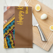 クワンザカスタムア明るい色のダイヤモンドパター キッチンタオル (四つ折り)