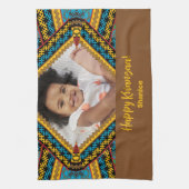 クワンザカスタムア明るい色のダイヤモンドパター キッチンタオル (縦)