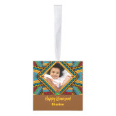 クワンザカスタムア明るい色のダイヤモンドパター キューブオーナメント (右)