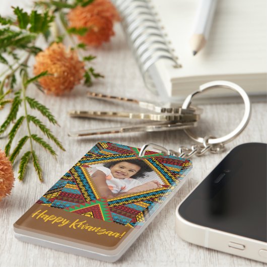 クワンザカスタムア明るい色のダイヤモンドパター キーホルダー (正面右)