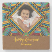 クワンザカスタムア明るい色のダイヤモンドパター ストーンコースター (正面)