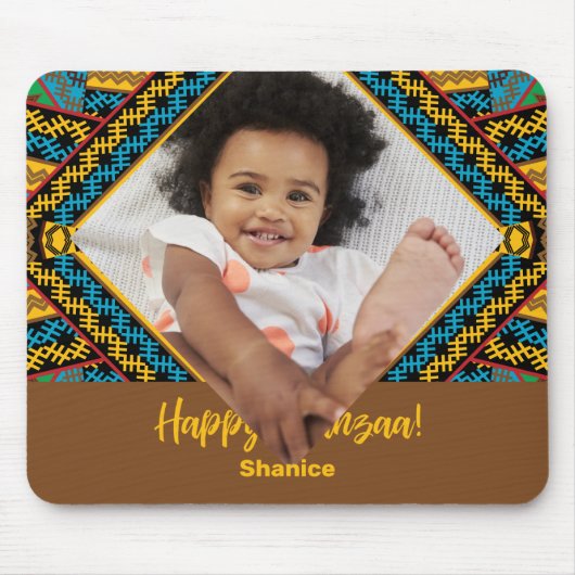 クワンザカスタムア明るい色のダイヤモンドパター マウスパッド (正面)