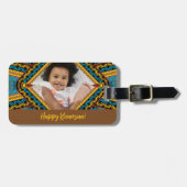 クワンザカスタムア明るい色のダイヤモンドパター ラゲッジタグ (正面横)