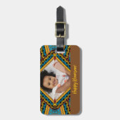 クワンザカスタムア明るい色のダイヤモンドパター ラゲッジタグ (正面縦)