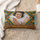 クワンザカスタムア明るい色のダイヤモンドパター ランバークッション (ブランケット)